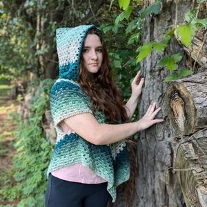 Handmade Crochet Hooded Poncho